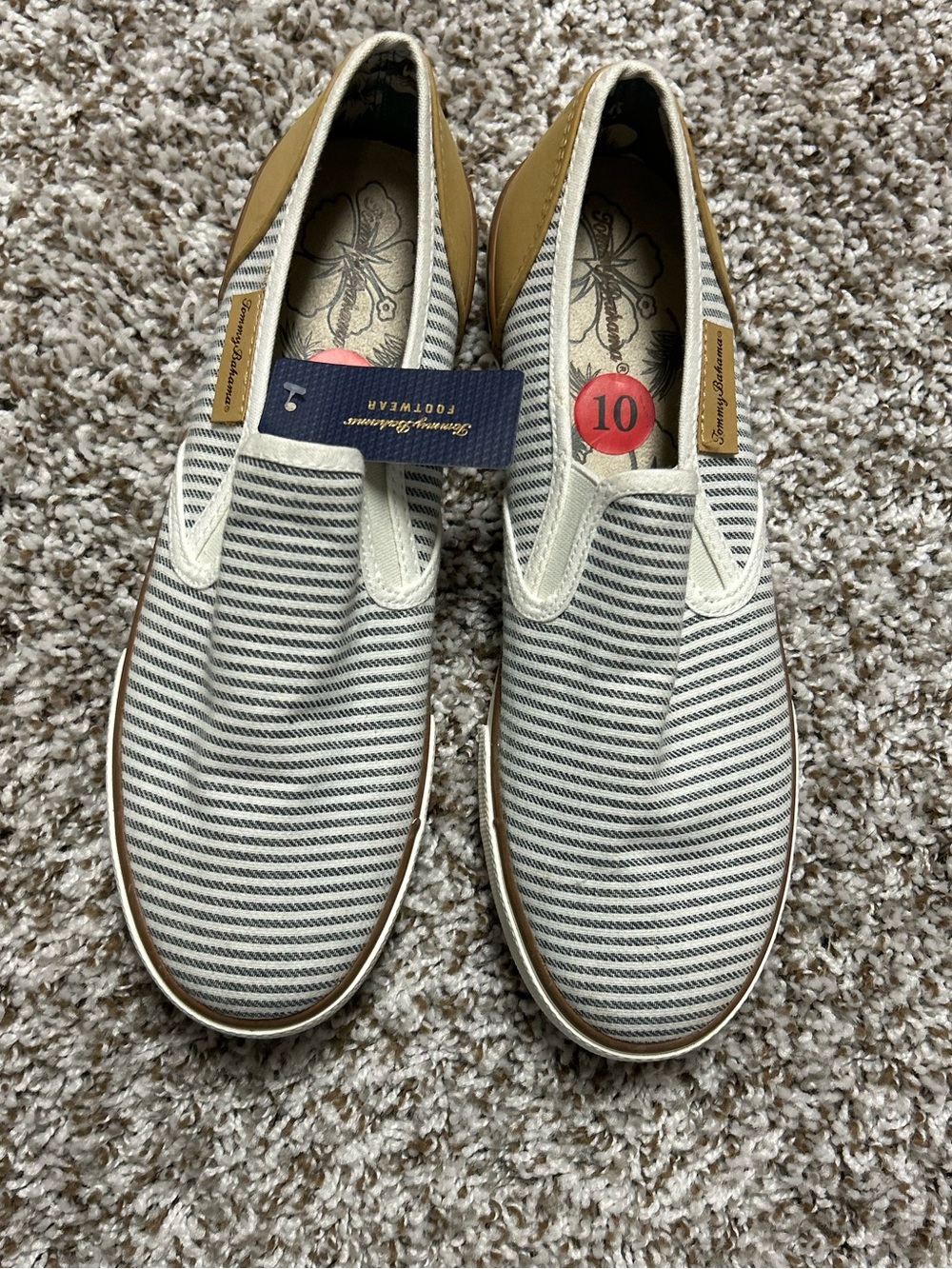 Tommy Bahama Stripe Sailor Canvas Slip On Boat Sneaker Sz 10 NWT